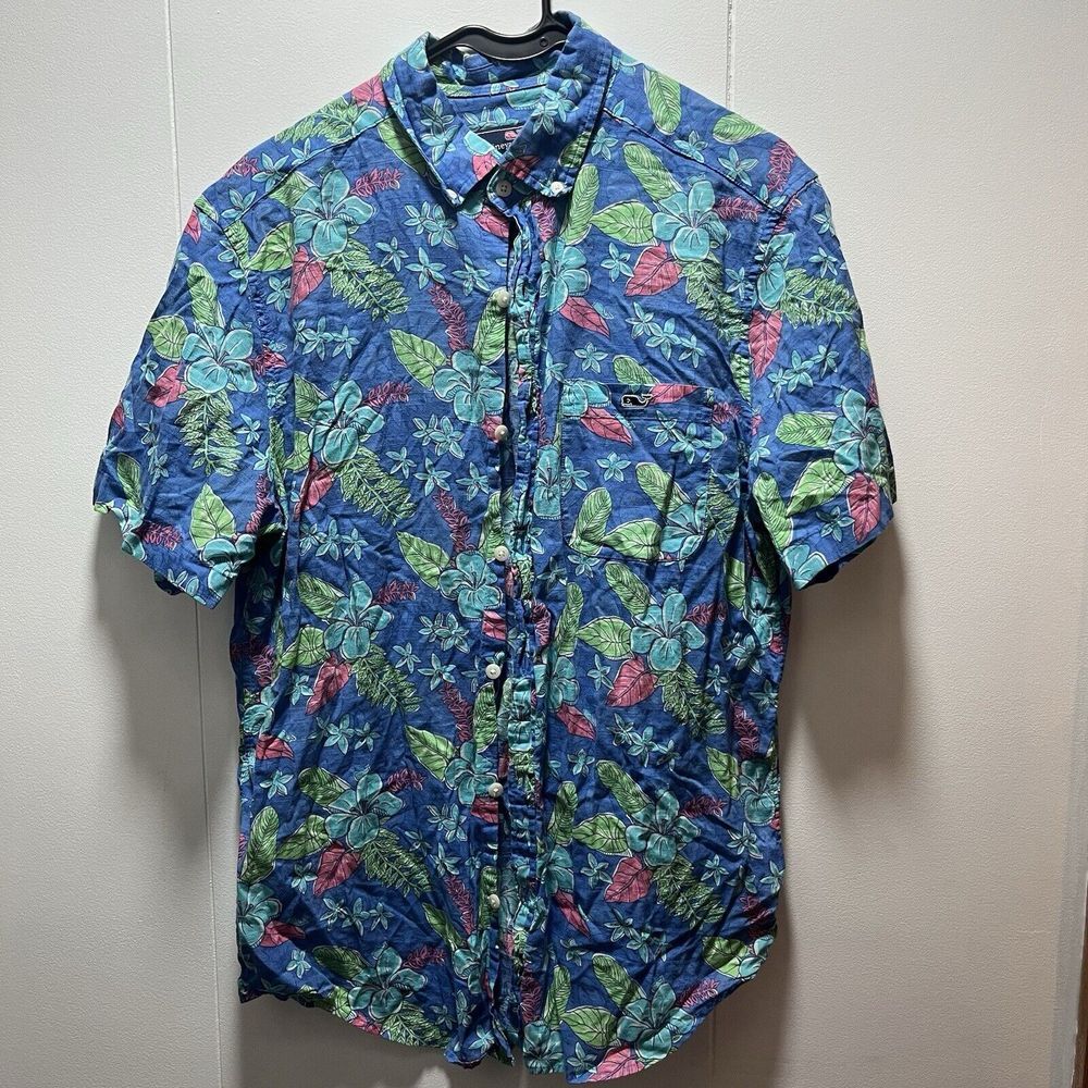 Vineyard Vines Classic Fit Tucker Shirt Short Sleeve Size Medium Floral Print